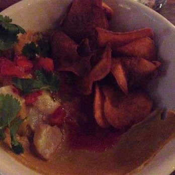 Odd Duck - Redfish ceviche, tigers milk, beet, olive, sweet potatoes curry, chips $14 - American Near Me - Austin, Texas Odd Duck - Redfish ceviche, tigers milk, beet, olive, sweet potatoes curry, chips $14 - American Near Me - Austin, Texas