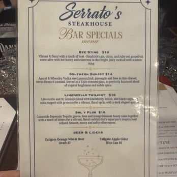 Serrato's Steakhouse - bar specials 8/23/25 - Steakhouses Near Me - Franklin, Tennessee