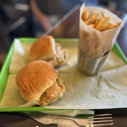 Bareburger - Glastonbury - Two Wagyu Smash burgers with fries.