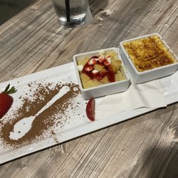 Mystic Fish Seafood Grill & Bar - White Chocolate Bread Pudding & Crème Brulee