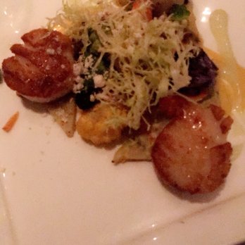 Latitudes - Sunset Key Cottages - Seared Sea Scallops- Herb couscous cake, cauliflower purée, beacon crumble. - Seafood Near Me - Key West, Florida