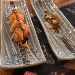 Salmon carpaccio, yellowtail jalapeno Salmon carpaccio, yellowtail jalapeno