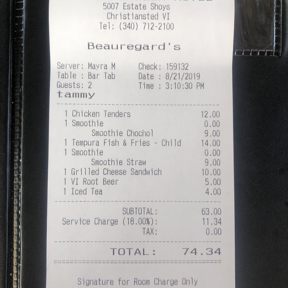 The Buccaneer Hotel - $75. food receipt. - Hotels Near Me - Christiansted, Virgin Islands
