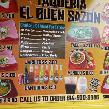 Taqueria El Buen Sazon - Menu - Food Trucks Near Me - Columbus, Ohio Taqueria El Buen Sazon - Menu - Food Trucks Near Me - Columbus, Ohio