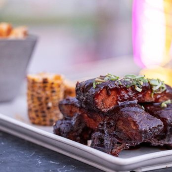 Cafe Americano - BBQ Pork Ribs: Half Rack of Smoked St. Louis Pork Ribs, BBQ Sauce, Mexican Street Corn & Fries - Breakfast & Brunch Near Me - Miami Beach, Florida Cafe Americano - BBQ Pork Ribs: Half Rack of Smoked St. Louis Pork Ribs, BBQ Sauce, Mexican Street Corn & Fries - Breakfast & Brunch Near Me - Miami Beach, Florida