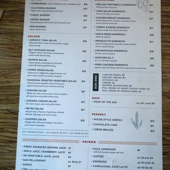Metro Cafe - Lunch/drink menu as of December 2021 - New American Near Me - Culver City, California Metro Cafe - Lunch/drink menu as of December 2021 - New American Near Me - Culver City, California