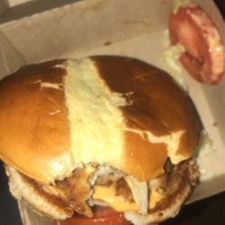 McDonald's - chicken sandwich with bite taken out