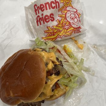 Mr. Beef & Pizza - Double Burger  with fries - Pizza Near Me - Chicago, Illinois