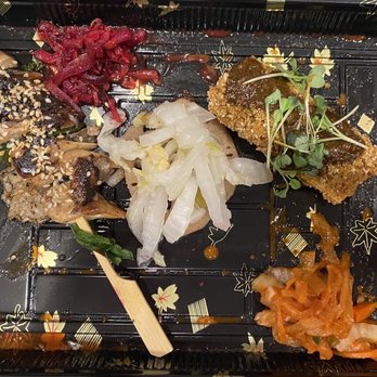 Veg Kitchen + Bar - Mushroom yakitori. Pickles and kimchi. Tofu katsu. Valentines day meal. - Vegan Near Me - Sacramento, California Veg Kitchen + Bar - Mushroom yakitori. Pickles and kimchi. Tofu katsu. Valentines day meal. - Vegan Near Me - Sacramento, California