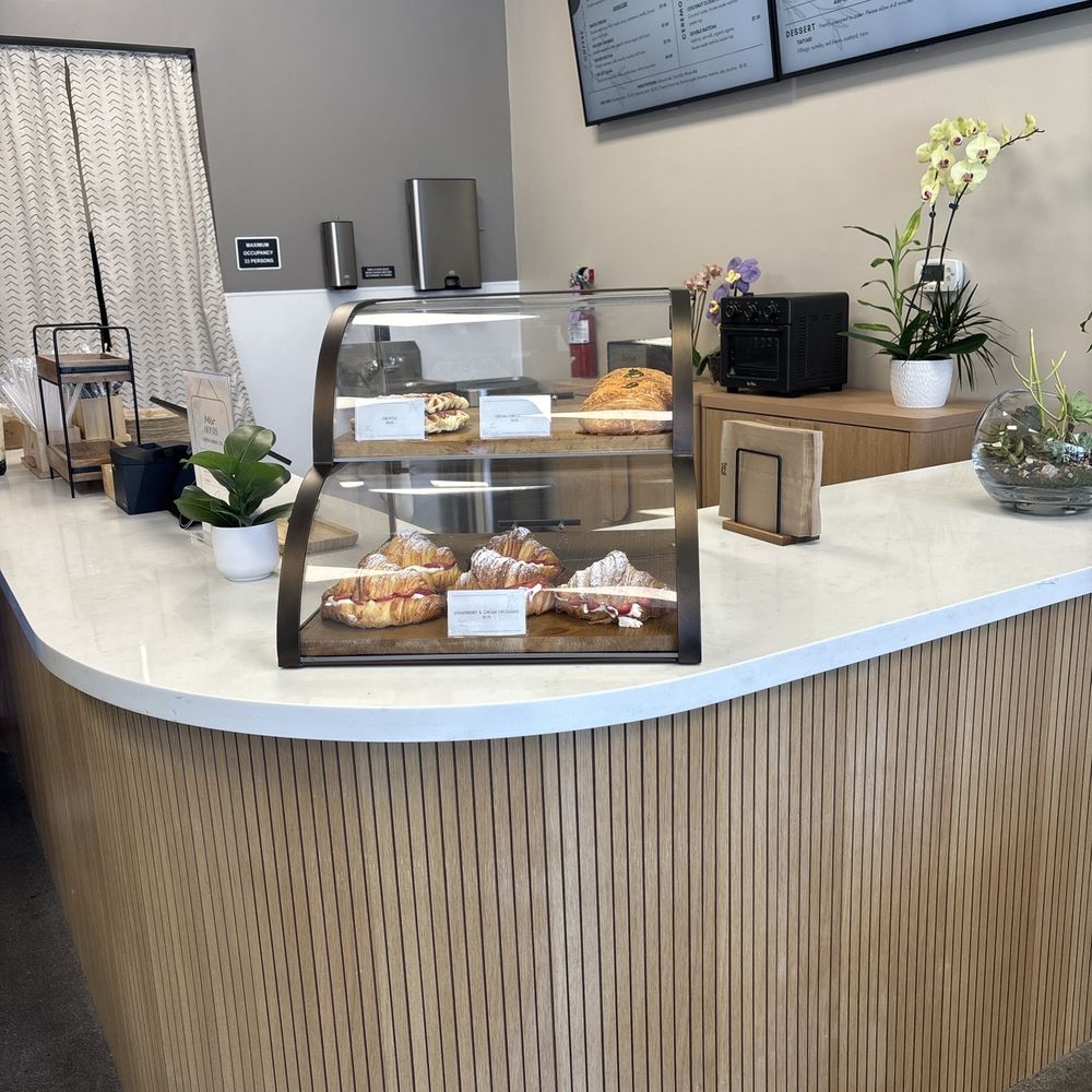 Front counter with pastries Front counter with pastries