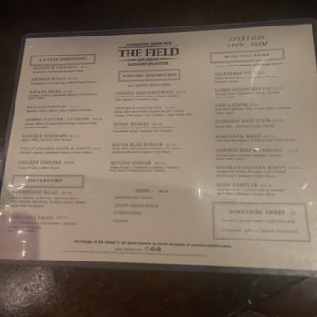 The Field Irish Pub - Menu - Irish Near Me - San Diego, California The Field Irish Pub - Menu - Irish Near Me - San Diego, California