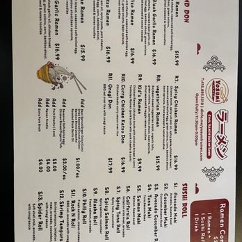 Yosumi ramen - May 2026 Menu - Ramen Near Me - Novato, California