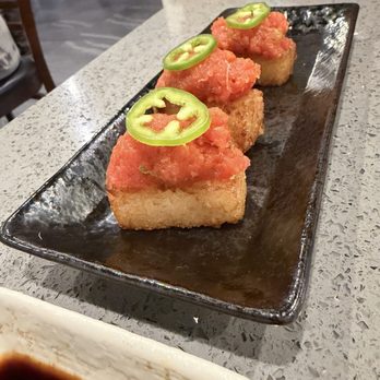 Okumura Restaurant - 4 Piece Crispy Rice Spicy Tuna - Sushi Bars Near Me - Encino, California Okumura Restaurant - 4 Piece Crispy Rice Spicy Tuna - Sushi Bars Near Me - Encino, California