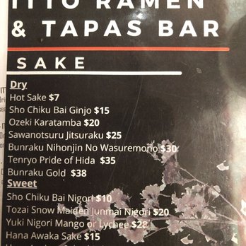 Itto Ramen Bar & Tapas - Sake menu - Ramen Near Me - Asheville, North Carolina Itto Ramen Bar & Tapas - Sake menu - Ramen Near Me - Asheville, North Carolina