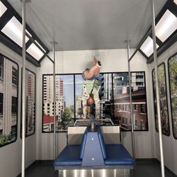 Museum of Illusion - Looks upside down on a tram car.