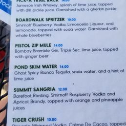 Cocktail menu