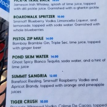 Gunstock Mountain Resort - Cocktail menu - Ski Resorts Near Me - Gilford, New Hampshire