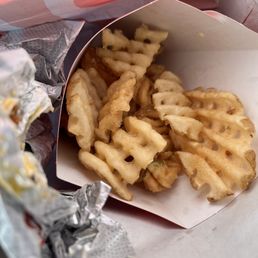 Rubbery fries going in the trash... and I paid extra for them.  Not the first time .