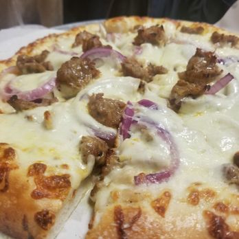 Enzos Pizza - Sausage alfredo (onions, mushrooms, requested italian sausage instead of chicken) was a must try if you like white pizza. - Pizza Near Me - Riverside, California Enzos Pizza - Sausage alfredo (onions, mushrooms, requested italian sausage instead of chicken) was a must try if you like white pizza. - Pizza Near Me - Riverside, California