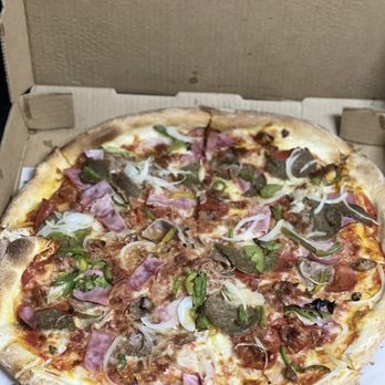 Nick's Pizzeria - Roma- Meat Lovers we added peppers & onions. - Pizza Near Me - Altamonte Springs, Florida Nick's Pizzeria - Roma- Meat Lovers we added peppers & onions. - Pizza Near Me - Altamonte Springs, Florida