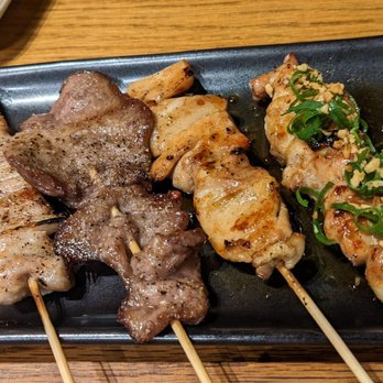 Chiba ken - Pork belly, beef tongue, chicken, and chicken +garlic sauce skewers - Sushi Bars Near Me - Honolulu, Hawaii