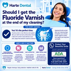 Harte Dental - Harte Dental recommends fluoride varnish to re-mineralize enamel and ADA approves fluoride varnish. Harte Dental is accepting new patients.
