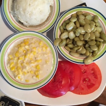 Blue Rooster Southern Grill - Veggie Plate (mashed potatoes, lima beans, sliced tomatoes and creamed corn) - American Near Me - Clyde, North Carolina Blue Rooster Southern Grill - Veggie Plate (mashed potatoes, lima beans, sliced tomatoes and creamed corn) - American Near Me - Clyde, North Carolina