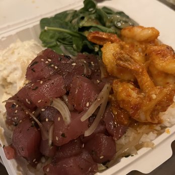 Sam's Kitchen - Ahi poke and spicy garlic shrimp plate - Food Stands Near Me - Honolulu, Hawaii Sam's Kitchen - Ahi poke and spicy garlic shrimp plate - Food Stands Near Me - Honolulu, Hawaii
