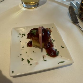 The Cliff House Dining Room - Pork Amuse - New American Near Me - Manitou Springs, Colorado The Cliff House Dining Room - Pork Amuse - New American Near Me - Manitou Springs, Colorado