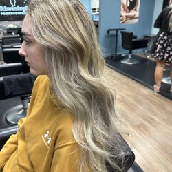 The Loft Hair Studio - Lily J came in with all brown hair. Received and paid for a full highlight and left with beautiful blonde hair.