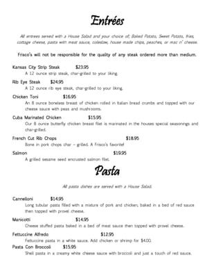 Menu photo 5 Frisco's Grill & Pub Cuba, MO Menu photo 5 Frisco's Grill & Pub Cuba, MO