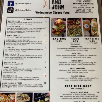 Cris and John - Menu - Vietnamese Near Me - Dallas, Texas Cris and John - Menu - Vietnamese Near Me - Dallas, Texas