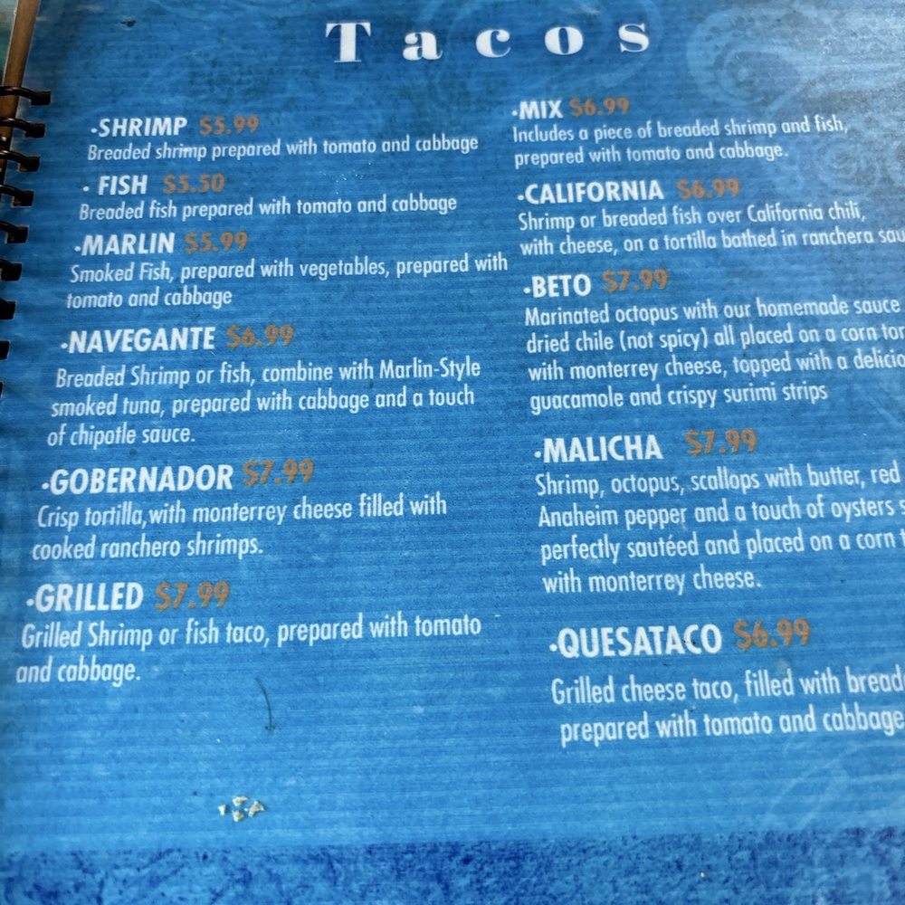 Mariscos El Navegante - Taco menu - Seafood Near Me - Yuma, Arizona Mariscos El Navegante - Taco menu - Seafood Near Me - Yuma, Arizona