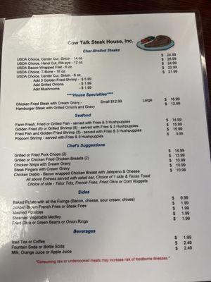 Menu photo 2 Cow Talk Steak House Navasota, TX