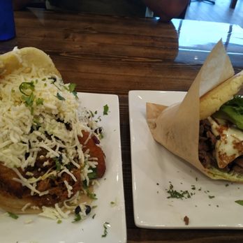 Arepitas - My food on left vs hubby's food on right - Venezuelan Near Me - Round Rock, Texas