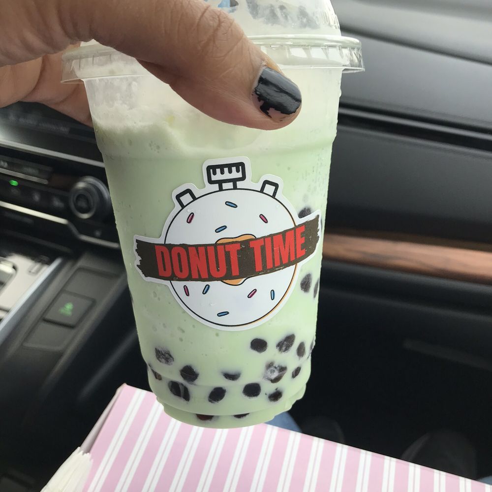 Donut Time - Green tea shake with boba - Donuts Near Me - Sacramento, California Donut Time - Green tea shake with boba - Donuts Near Me - Sacramento, California