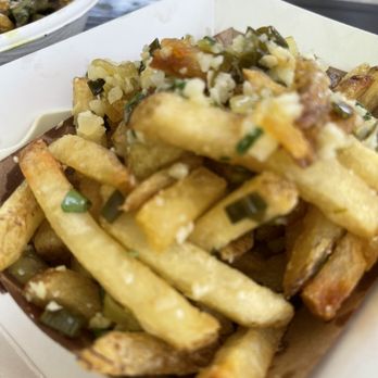 Farmer And The Beast - How did they make these garlic fries sooooo good? Extra crunchy, with garlic, herbs and other secret stuff!?! - Food Trucks Near Me - Portland, Oregon