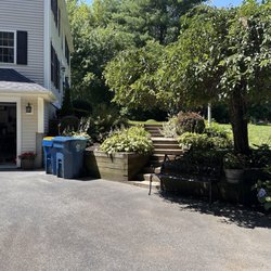 Pear Tree Property Services - Before- timber retaining walls and steps from the driveway.