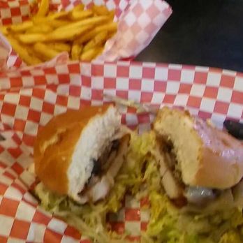 Lumpy's Diner - Mushroom and Swiss chicken sandwich, and ballpark fries. - Diners Near Me - Antioch, California