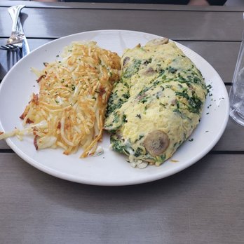 Eggstasy - Bleu cheese/wild mushrooms/arugula omelette w/hash browns. - Breakfast & Brunch Near Me - Chandler, Arizona