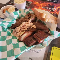 BBQ Station - Three meat plate - Brisket, Chicken and Burt ends. $20