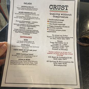 CRUST - Menu - Pizza Near Me - Pittsfield, Massachusetts