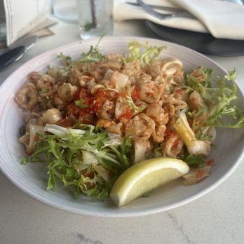 Beppe - Calamari on "greens" app. Very tasty ask for more sauce on the side. - New American Near Me - Royal Oak, Michigan