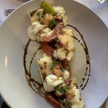 Osteria Fasulo - Polenta del Giorno (buratta, peaches, tomatoes) - Italian Near Me - Davis, California