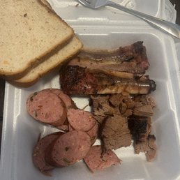 Lean brisket, spicy sausage, ribs