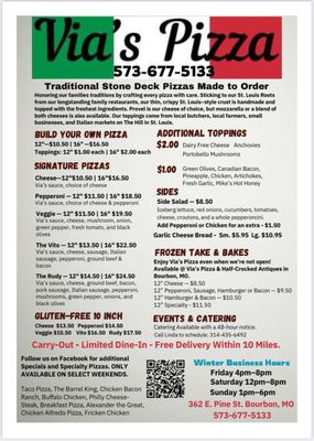 Menu photo 1 Via's Pizza Bourbon, MO