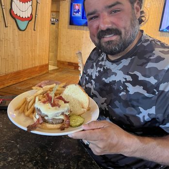 Boondocks Grille & Draft House - Double bacon cheese burger with fries - Mini Golf Near Me - Summerland Key, Florida