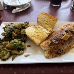 Lagniappe Restaurant - Stuffed redfish with Brussels sprouts