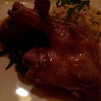 Palazzo Restaurant - Crispy Long Island duck served with an orange sauce, sauteed spinach and mushroom risotto. Delicious! - Italian Near Me - Montclair, New Jersey Palazzo Restaurant - Crispy Long Island duck served with an orange sauce, sauteed spinach and mushroom risotto. Delicious! - Italian Near Me - Montclair, New Jersey
