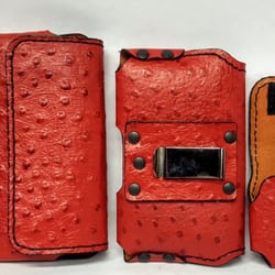 AGN Leather - Red Ostrich Leather Pattern Mobile Phone Case